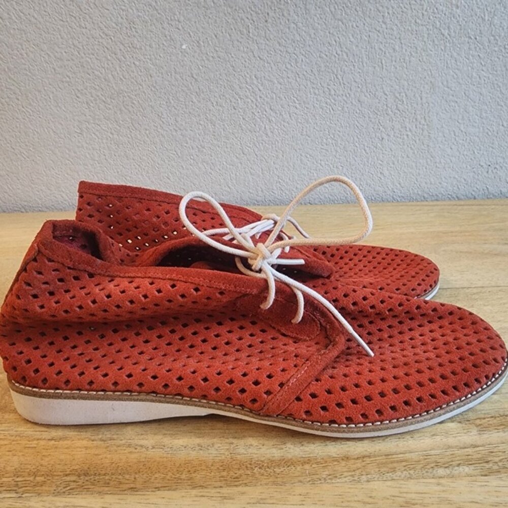 Rollie Chukka Shoes Mens Size 40 Red Perforated Leather Casual Lace Up Comfort